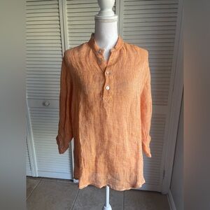 New NWT Mastro Moda Women’s Linen Tunic Blouse Lagenlook Made Italy Orange Small
